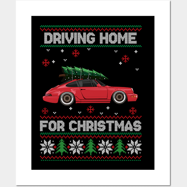 Funny Ugly Sweater - Driving Home For Christmas - 911 Classic Car Wall Art by Automotive Apparel & Accessoires